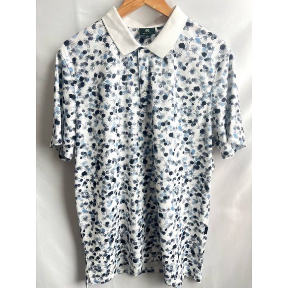 AG Mens Green Label Parkway Performance Regular Fit Polo Shirt Size L Floral - Picture 2 of 10